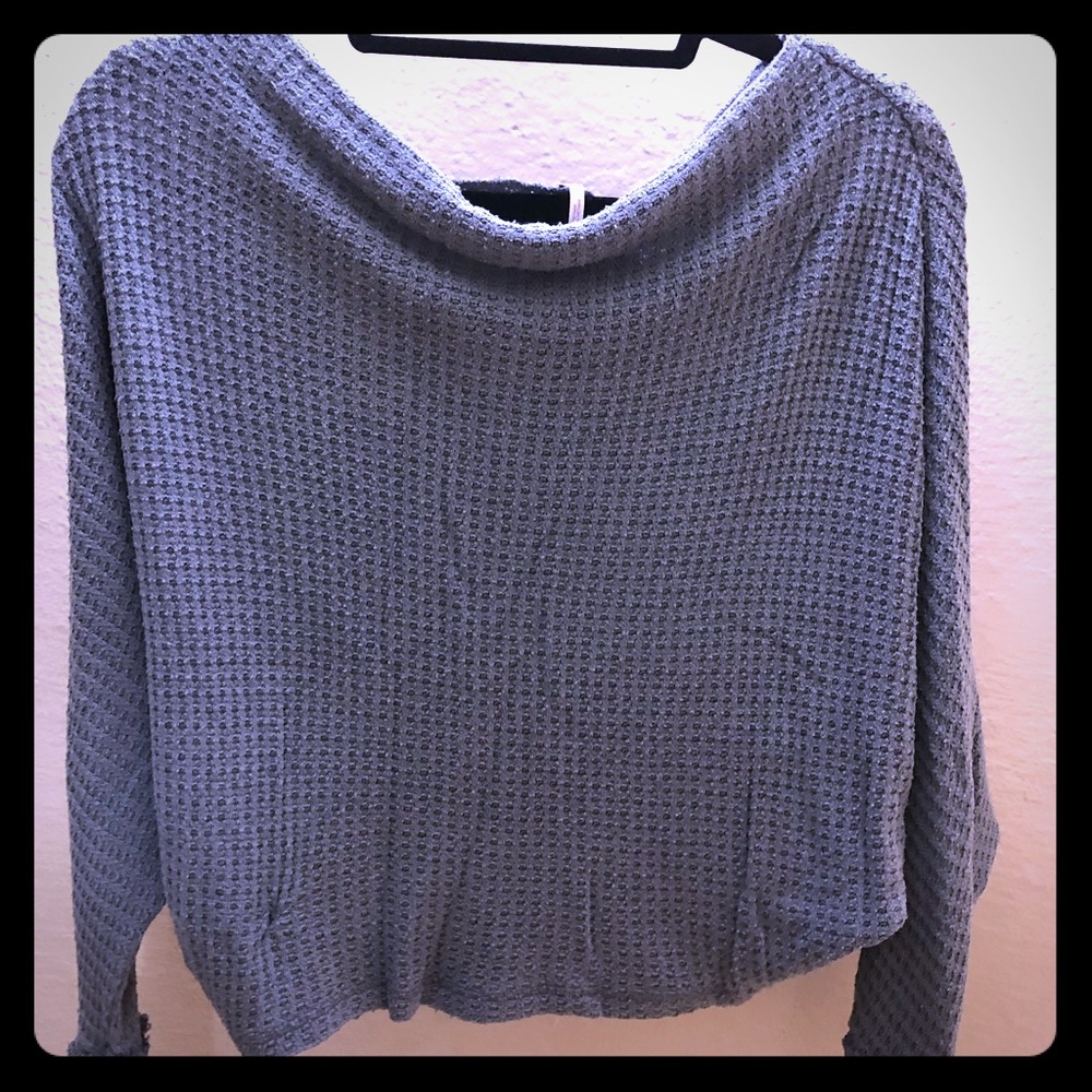 Free People Blue/Gray Knit Sweater